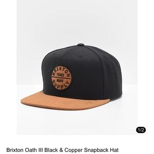 NWOT: Brixton Oath Ill Black & Copper Snapback Hat